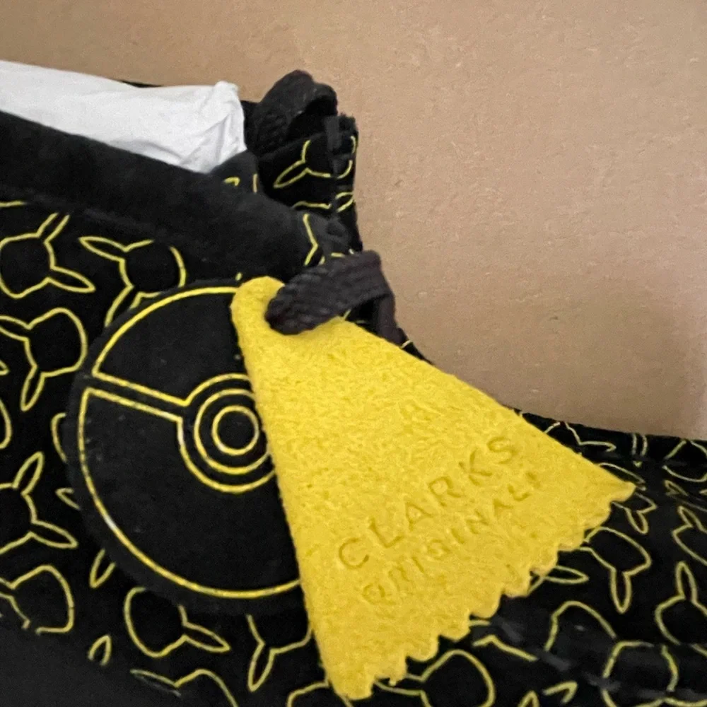Clarks Pokemon Black and Yellow Moccasins with Textured Upper